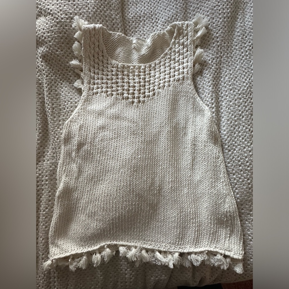 LIKE NEW Anthropologie Sleeveless Sweater with Tassels